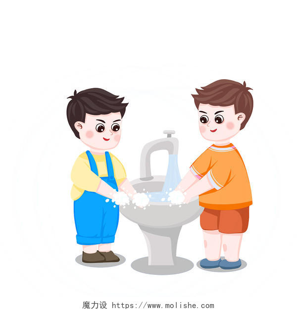 卡通洗手人物小朋友疫情注意卫生世界卫生日卡通朋友同学一起洗手